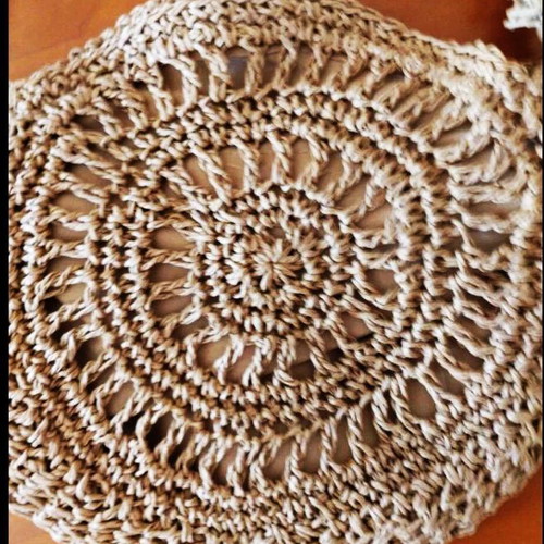 Crochet Crossbody Bag Boho with Tassel in Beige and Brown, New