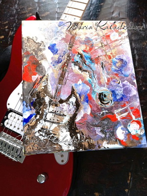 The Guitarist acrylic painting new 25x30cm
