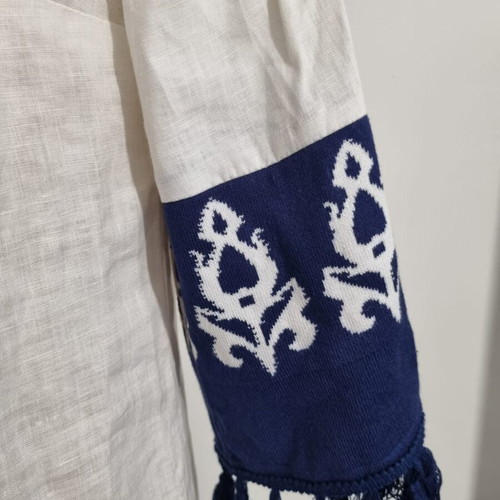 Linen dress Aggel Knitwear used, size S, knitted trim with tassels