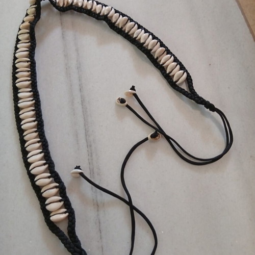 Boho handmade belt with real shells macrame style, like new