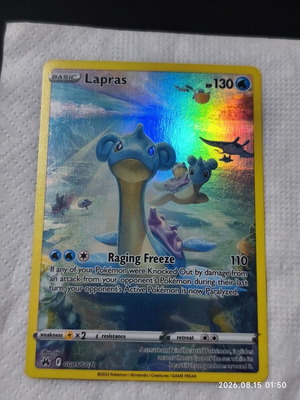 Lapras Pokemon card with sleeve and top loader