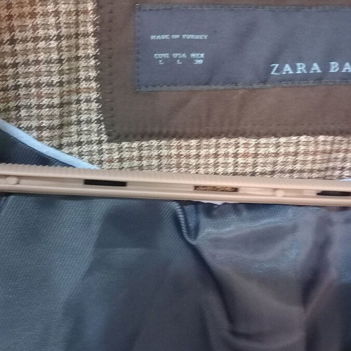Zara checked mid-length jacket size L like new, beige brown