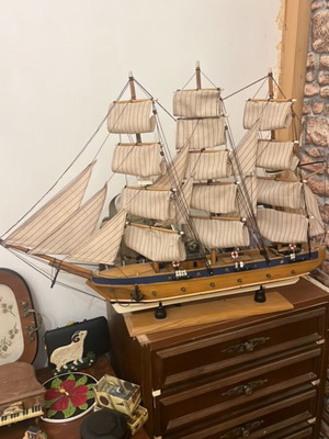 Wooden model sailing frigate used 75x55 cm