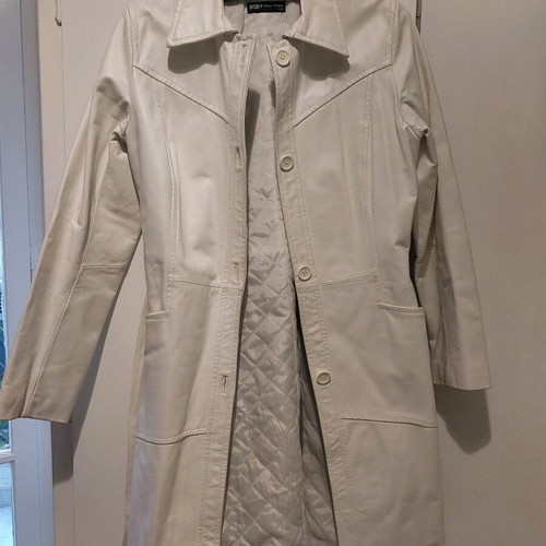 BSB leather coat white like new, size S