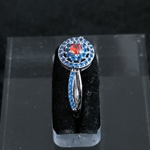 Ring with blue and red stones, elegant design