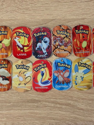 Pokemon metal tags used, set of 14 from 2006