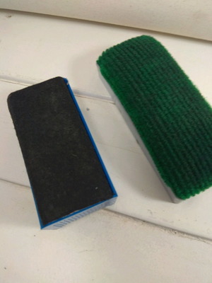 Whiteboard sponges used, two, lightly used