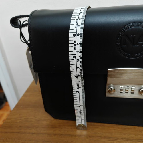 Nikos Apostolopoulos men's clutch bag, black, lock with combination