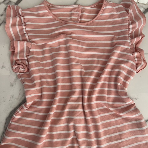 Shein women's striped blouse with ruffled sleeves and decorative back buttons size L like new