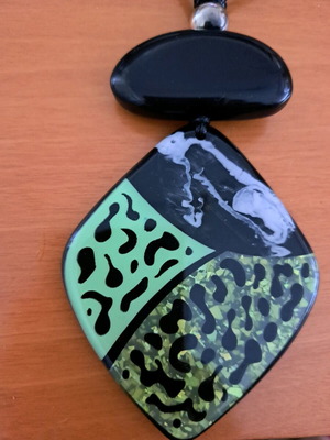 Handmade ethnic necklace new, black and green