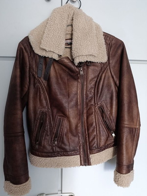 Bershka Aviator Jacket like new, brown with shearling lining