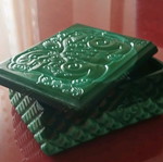 Czech malachite box with small defect