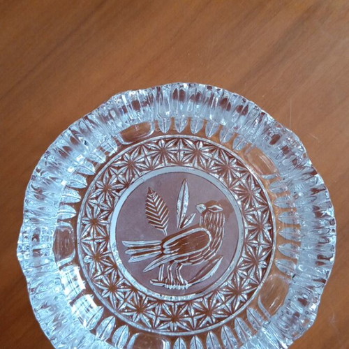 Hofbauer Byrdes vintage lead crystal fondue pot and bowl/ashtray set