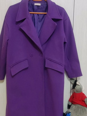 Μακρύ παλτό oversized μωβ σαν καινούργιο