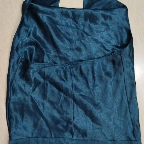 Satin blouse with neck tie like new, blue