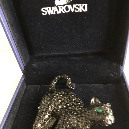 Panther brooch Swarovski used with black stones