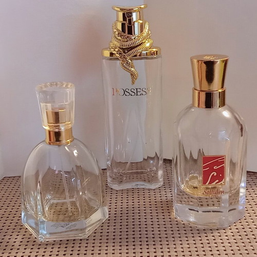 Oriflame vintage glass perfume bottles set of 3