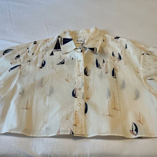 Hemithea Crop Shirt, One Size, white and blue, 100% cotton