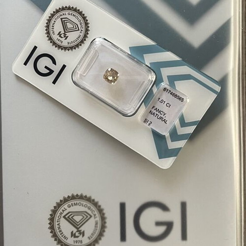 Natural Fancy Yellow 1.01ct Cushion Diamond SI2 Certified IGI