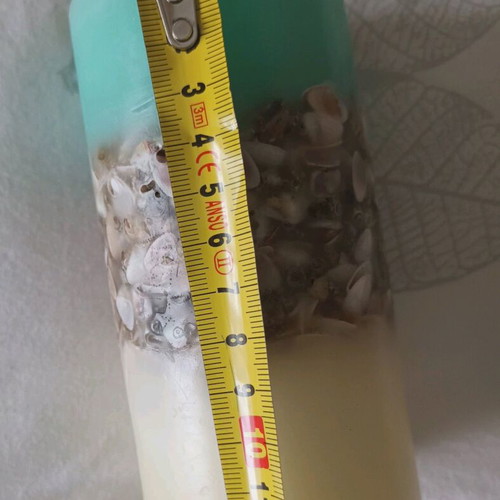Sea Waves candle set with shells and wooden base like new