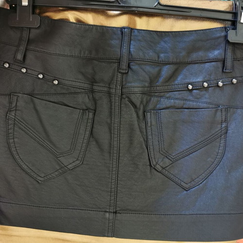 Eco leather mini skirt, black, size S 36 8