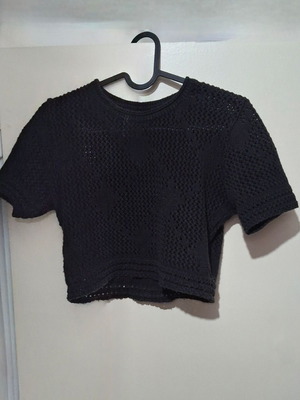 Crop top cotton knit black size S like new