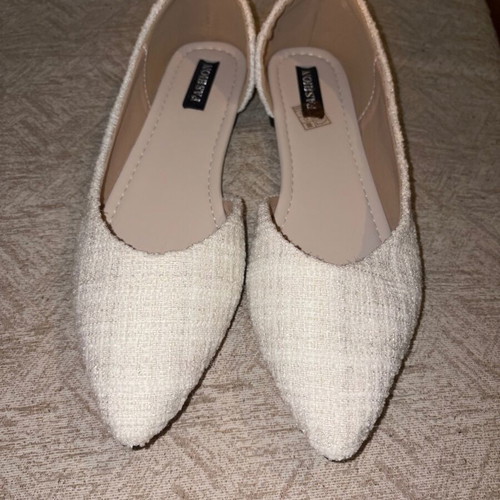 Women's ballet flats tweed style, size 41, new, white