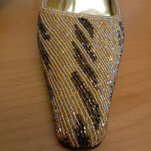 Beaded mules new, 5 cm heel, brand Skondras