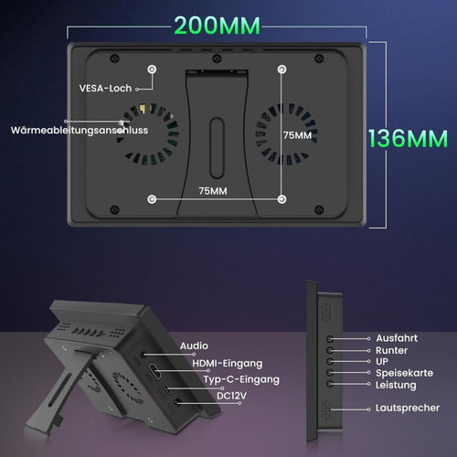 8-inch Touchscreen Monitor 1280x800 IPS with HDMI and Speakers, New