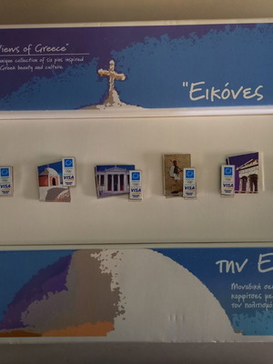 Olympic pins Athens 2004 Visa in case, new, Views of Greece