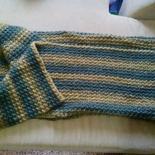 Handmade knitted long green vest new
