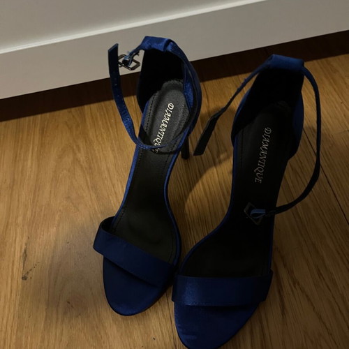 Diamantique satin blue sandals like new, size 39