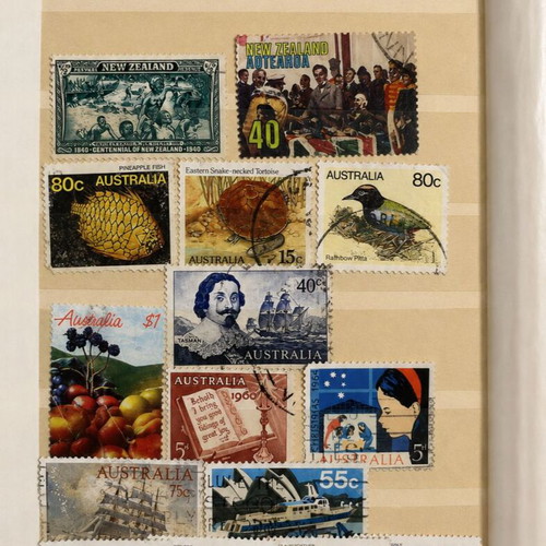 Lot of 35 Vintage Australia, New Zealand & Pacific Islands Stamps