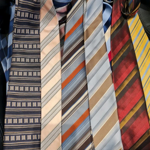 Striped ties used, pack of 12, including Cerruti and U. Balestra