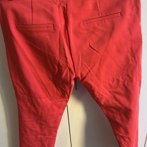 Red pants Stradivarius with cream belt like new, EU 40