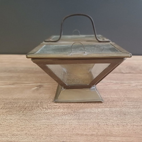 Brass and glass container for coffee and sugar used
