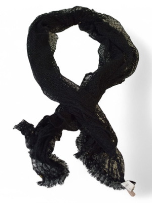 Rosamunda Black Cotton Knit Scarf with Beads used