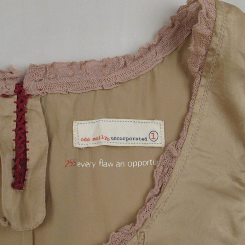 Odd Molly silk sleeveless top size S beige like new