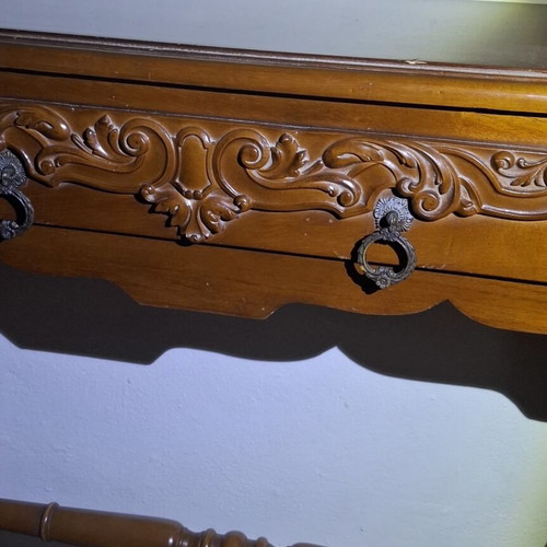 Wooden Louis XV Neobaroque Entry Console with Mirror used