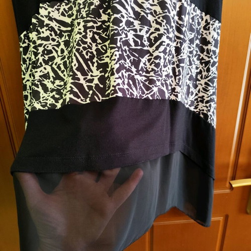 Black blouse with black and white stripe, like new