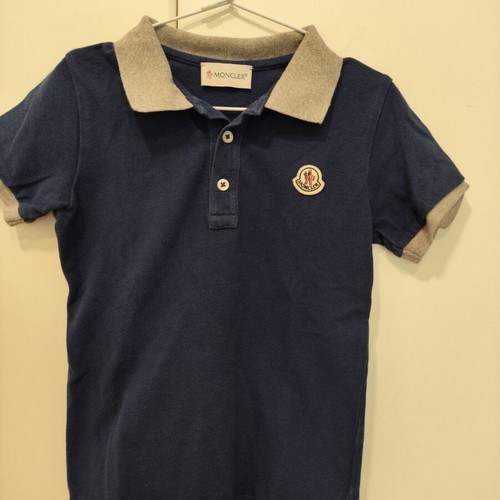 Moncler children's polo shirt, dark blue with grey details