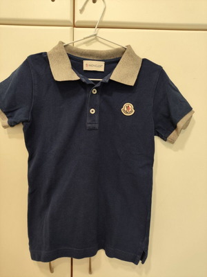 Moncler children's polo shirt, dark blue with grey details