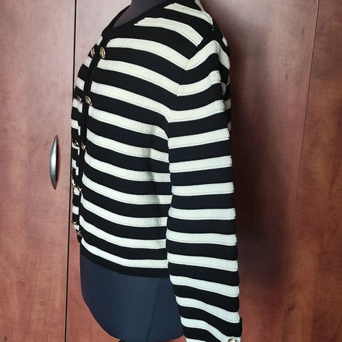Massimo Dutti Striped Knit Cardigan Like New with Gold Buttons