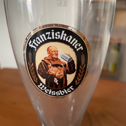 Franziskaner beer glasses used with label wear
