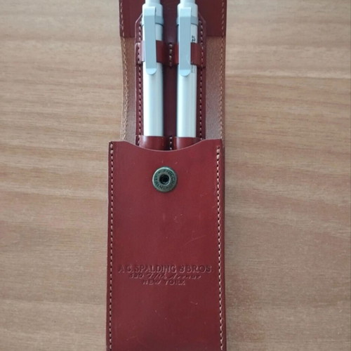 A.G. Spalding & Bros Leather & Aluminium pen and mechanical pencil set