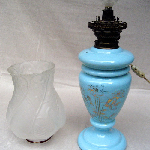 Antique opaline lamp used from Spetses before 1900