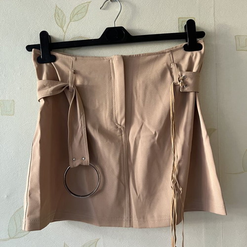 A-Style beige skirt with belt, new, size S