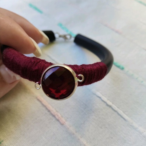 Handmade gothic bracelet used, black and red