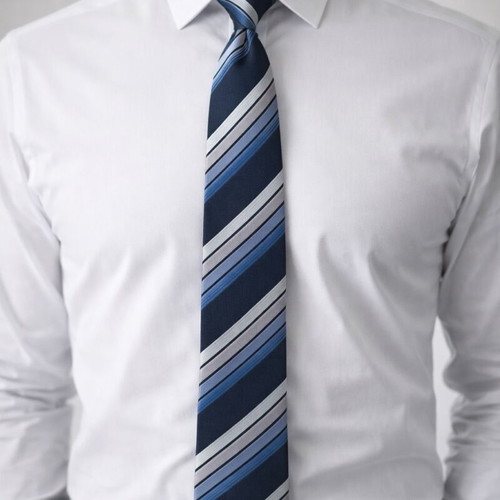 Silk tie blue with diagonal stripes, like new, handmade