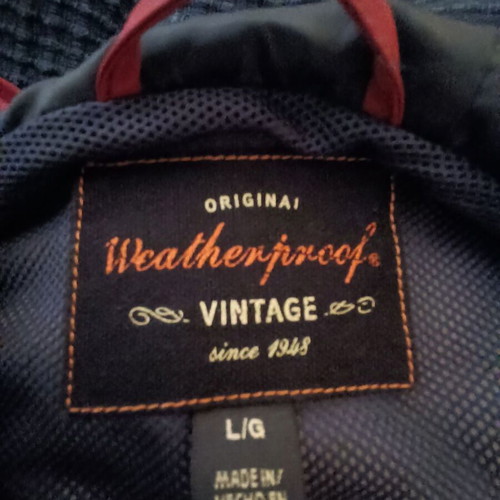 Weatherproof men's vintage hooded rain jacket like new, blue and red